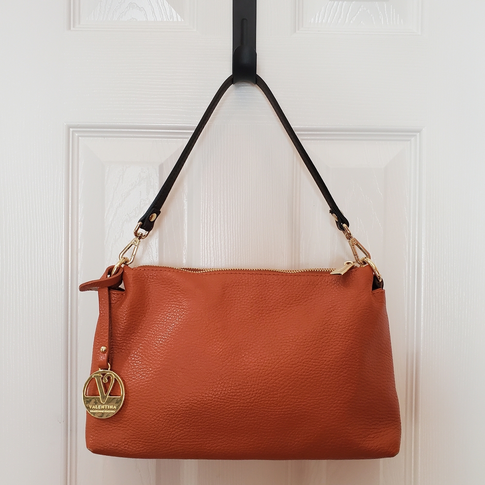 Valentina - Italian Leather - Shoulder Bag | British Tan & Gold Accents